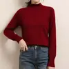 Suéter de cuello alto medio para mujer 2026 Otoño e Invierno Nuevo Estilo Camisa base de punto Color liso Ajuste ceñido Ropa de punto de moda para mujer
