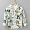 Camisa de Manga Larga Estampada Fresca de Verano para Hombre, Top Artístico Moderno Casual Holgado con Bolsillos, Una Pieza Dropshipping