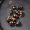 Frasco Giratorio de Calabaza Ébano para Rapé con Junta de Bambú Tallada, Florero Hueco Incrustado con Latón, Simbolizando Prosperidad y Ascensión