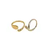 Moda Europea y Americana Anillo Simple con Baño de Cobre Oro Real Brillante para Mujer Estilo de Nicho Personalizado Anillo Abierto Versátil y de Alta Gama
