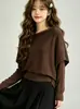 Design elegante e suave, suéter de tricô falso de duas peças para mulheres, novo estilo outono, blusa de seda e lã de manga longa na cor lisa