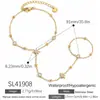 Pulsera de Acero de Titanio Transfronteriza Yuhui con Estrella de Ocho Puntas de Diamante Completo Cadena de Perlas de Circonita, Pulsera de Acero Inoxidable con Recubrimiento al Vacío de Color Duradero