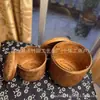 Cesta de Mão Tecida em Bambu para Chá, Bolos Lunares e Doces de Gema de Ovo, Caixa de Presente para Embalagem de Bolo Lunar do Festival do Meio Outono com Tampa