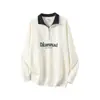 Ropa de Otoño e Invierno Bloques de Color de Gama Alta Estilo Retro Americano Cuello Solapa Media Cremallera Falso Dos Piezas Camisa Polo Superior Sudadera Chaqueta para Hombre Hombre