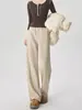 Pantalones Casuales con Forro de Polar Otoño/Invierno 2026 con Patrón de Espiga, Adelgazantes, Elegantes, Versátiles para el Viaje Diario, Pantalones de Mujer de Estilo Relajado