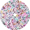 Cuentas acrílicas cuadradas de agujero recto multiestilo, cuentas cuadradas con letras, Blanco Oro 26 letras, cuentas monocromáticas