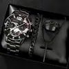 Set de Relojes Venta Directa de Fábrica, Reloj de Cuarzo de Cristal de Gama Alta para Hombre, Reloj para Hombre con Correa de Acero, Envío Directo de Una Pieza