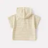 Conjunto de Verano Delgado a Rayas con Capucha y Estampado de Dibujos Animados de Manga Corta para Bebés Niños, Estilo Coreano Moderno Versátil Pantalones Cortos Ropa Infantil