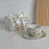 Pinellia ternata Flor Pequeno Aroma Xícara e Pires de Café Conjunto Valor Yan Xícara de Chá da Tarde Acompanhamento Presente de Mão Senso de Qualidade Copo de Água Retrô