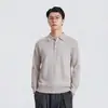 Também, Camisa de Tricô com Gola Polo em Lyocell Masculina Outono Cor Sólida Solta para o Trabalho Simples Pulôver Manga Longa