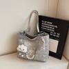 Bolsa de Axila de Grande Capacidade Nova Chegada Primavera 2025 Moda Estilo Ocidental Casual Textive Simples Bolsa Tote de Ombro Feminina