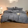 Conjunto de quatro peças de cor sólida simples, espessado, de veludo de leite, Inverno, macio, quente, veludo coral, lençol de cama de veludo dupla face, fronha de edredom