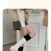 Meias quentes com blocos de cor para outono e inverno para mulheres, com renda e listras verticais, tricotadas e no estilo Lolita JK japonês