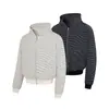 Sudadera con capucha y cremallera de forro polar Magic Bear para otoño e invierno, estilo retro americano, corte holgado cuadrado, sudadera con capucha a rayas casual