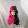 Peruca Cosplay Elfo Vampiro Elfo High School Draculaura Cabelo Liso Rosa e Preto Peruca Cosplay Universal para Mulheres