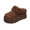 Zapatos de Felpa con Suela Gruesa para Aumentar la Altura para Mujer, Pantuflas de Punta Cerrada, Calzado de Exterior 2026 Otoño/Invierno Nuevos, Calzado Birkenstock Cálido Slip-on