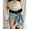 Cinturón Ancho de Gamuza Coreano para Mujer, Cinturón de Cintura Estilizador de Color Puro de Gama Alta Bohemio con Faja para Falda