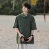 Camisa Polo de Seda de Hielo Manga Corta para Hombre Verano Moderna Holgada Transpirable Camiseta de Medio Manga para Niño Moderna