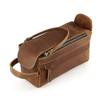 Bolsa de Higiene Pessoal de Couro Genuíno, Bolsa de Cosméticos de Viagem Multifuncional, Carteira Masculina de Couro de Vaca de Primeira Camada, Bolsa de Mão de Grande Capacidade, Couro Crazy Horse