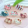 Lindo nuevo accesorio para el cabello de Pascua y Invierno, cabeza de gato KT a cuadros de acrílico, material de parche para horquilla DIY, venta al por mayor