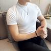Camiseta de Manga Curta Nova Primavera 2025 para Meninos Cor Pura Interna Moderna Gola Alta Masculina Manga Curta Base Atacado