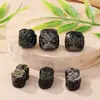 Contas Espaçadoras de Escultura de Leão e Pixiu de Obsidiana Dourada Natural e Obsidiana Prateada Acessórios para Pulseira DIY Unissex Venda por Atacado
