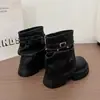Botas de moda de sola grossa que aumentam a altura para mulheres, nova coleção outono/verão 2026, botas de cowboy estilo western super estilosas com design de tornozelo franzido e empilhado
