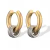 Pendientes Personalizados Aogu Europeos y Americanos Simples Retro Chapados en Oro de 18K Acero Inoxidable para Mujer Pendientes Versátiles de Nicho de Gama Alta