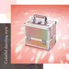 Estuche Cosmético Portátil con Patrón de Diamante, Doble Capa Grande, Esquina de Hierro, Aleación de Aluminio, Estuche Cosmético, Caja de Almacenamiento de Cosméticos de Gran Capacidad