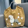 Bolsa de Lona Bordada Ecológica Grande Capacidade Nylon Transversal Tote Bolsa de Ombro para o Dia a Dia Compras Bolsa Tote