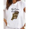 Camiseta de Talla Grande con Nuevo Patrón Geométrico Europeo y Americano Estampada Una Pieza Camiseta Base Casual con Letras Manga Corta para Mujer