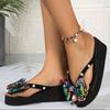 Sandalias Populares de Talla Grande para Exportación Transfronteriza, Chanclas, Cuñas, Tacones Medios de Goma y Gamuza (3-5 cm)