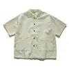 Yidao Vintage Verão 2026 Nova Camisa Masculina Casual Tendência Estilo Japonês com Gola Cubana e Textura Manga Curta