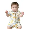 Bebé Invencible Verano Manga Corta Algodón Nube Amarillo y Azul Set de Nubes Robot Blanco Ropa de Casa para Niños Conjunto de Pijama