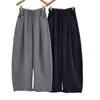 Pantalones anchos engrosados para otoño e invierno, de cintura alta, con cordón, corte holgado, efecto adelgazante, fluidos, casual, mezcla de lana gris, forrados de forro polar, pantalones de pierna curva