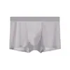 Cueca Boxer Masculina de Seda Gelada 120S, Forro Interno Antibacteriano Grau 10A, Textura Jacquard, Respirável, Fresca, Secagem Rápida, Leve