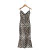 Vestido de tirantes retro francés sexy con estampado de leopardo 2025 Verano Ajustado Adelgazante Tubo Cola de pez