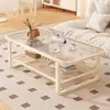 Mesa de Centro para Sala de Estar, Nuevo Modelo 2024, Lujo Ligero, Sensación de Alta Gama, Mesa para Apartamento Pequeño, Vidrio Templado, Mesa de Centro Estilo Crema