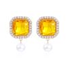Nuevos Pendientes de Cristal Gota de Agua de Color Retro Europeo y Americano, Pendientes Brillantes y Versátiles para Mujer, Pendientes Populares de Lujo Ligero al Por Mayor
