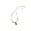 Collar Rotatorio Original de Moda Retro con Perlas de Calabaza y Cuentas Lujo Accesible Gama Alta Exquisito Versátil Turquesa Clavícula