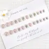 Arte de Unhas Feminina Fofa e Macia, Pontas de Unha Cartoon Rosa e Brancas, 24 Peças de Unhas Postiças Prontas para Venda Direta