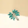 Exquisito Broche de Palmera Diamante Verde Fresco Nicho Lujo Ligero Exquisito Broche de Flor Versátil Anti-Exposición Hermosos Accesorios de Pin de Tarjeta