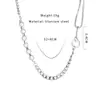 Acero de titanio para sudor, cuentas para hombre, cadena para clavícula, cadena para el cuello, versátil, moda, fresca, costuras de perlas, moda hip-hop, collar de metal para mujer