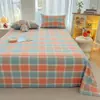 2026 Nuevo Modelo Grado Materno e Infantil Hilo Teñido Lavado Algodón Sábana de Cama Sábana de Cama de Algodón Puro Funda de Almohada Juego de Tres Piezas para Estudiante