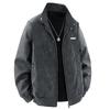 Jaqueta Masculina Estilo Novo Ombro Caído, Outono High Street Cool Casaco de Casal Bordado Pesado, Jaqueta de Couro Gola Alta Marca Moderna Juvenil