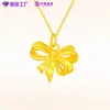 Collar de Lazo Dorado Oro Puro 999 Colgante Princesa Fugitiva Nudo de Hada Cadena para Clavícula Regalo de Cumpleaños para Novia