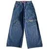 E-commerce Transfronteiriço Jeans Big Boy Y2K Harajuku Hip-Hop Bordados Jeans Largos Street Calças de Cintura Alta Wide-Leg