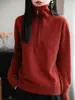 Camiseta Básica de Cuello Alto 100% Lana Pura para Mujer, Otoño e Invierno, Gruesa, Holgada, Adelgazante, Cálida, Tejido de Punto