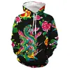 Comercio Exterior Transfronterizo Otoño Nuevo Flor Grande Noreste Impresión Digital 3D Suéter de Manga Larga Sudadera con Capucha Casual para Hombre Chaqueta