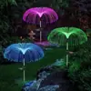 Lâmpada de Água-Viva Solar LED Fibra Óptica Luz Colorida de Atmosfera Decoração de Paisagem de Jardim Luz Colorida Plugue de Chão para Gramado Luz Noturna